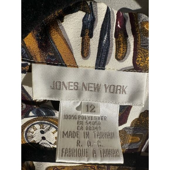 90s Vintage Top Womens Large Antiques Clocks Steampunk Button Up Shirt Eclectic - Picture 2 of 7